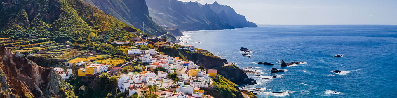 Landscape,With,Coastal,Village,At,Tenerife,,Canary,Islands,,Spain